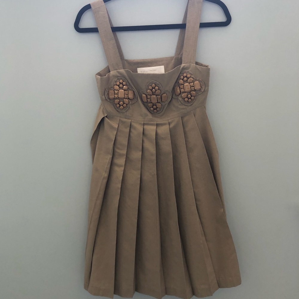 KARTA Metallic Gold Pleated Stone Detail Dress - S